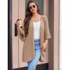 image:imageEkouaer Women Waffle Robes 34 Sleeve Ruffle Knit Bathrobe Soft Lightweight Knee Length Robe LoungewearKhaki