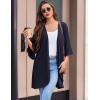image:imageEkouaer Women Waffle Robes 34 Sleeve Ruffle Knit Bathrobe Soft Lightweight Knee Length Robe LoungewearNavy Blue