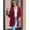 image:imageEkouaer Women Waffle Robes 34 Sleeve Ruffle Knit Bathrobe Soft Lightweight Knee Length Robe LoungewearWine Red