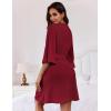 image:imageEkouaer Women Waffle Robes 34 Sleeve Ruffle Knit Bathrobe Soft Lightweight Knee Length Robe LoungewearWine Red