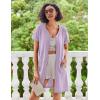 image:imageEkouaer Women Zipper Robe Waffle Short Sleeve Bathrobes Lightweight Knee Length Housecoat with Pockets S3XLPale Purple