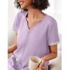 image:imageEkouaer Women Zipper Robe Waffle Short Sleeve Bathrobes Lightweight Knee Length Housecoat with Pockets S3XLPale Purple