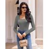 image:imageEkouaer Womens 3 Pack Long Sleeve Shirts Square Neck Basic Tops Fitted Tee Thermal Undershirts XSXXLBlackGrayLight Blue