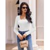 image:imageEkouaer Womens 3 Pack Long Sleeve Shirts Square Neck Basic Tops Fitted Tee Thermal Undershirts XSXXLBlackWhitePink