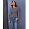 image:imageEkouaer Womens Boat Neck Tops 3 Packs Long Sleeve Shirts Ruched Fall Fashion 2025 Outfits Basic Thermal Underscrubs3pcs Black  Beige  Dark Grey