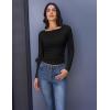 image:imageEkouaer Womens Boat Neck Tops 3 Packs Long Sleeve Shirts Ruched Fall Fashion 2025 Outfits Basic Thermal Underscrubs3pcs Black  Dark Red  Blue