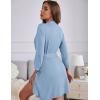image:imageEkouaer Womens Knee Length Knit Robes Lightweight Bathrobe 34 Sleeve Sleepwear Comfy Soft Bathrobe V Neck Petite Female Robe with Pockets Light Blue M