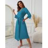 image:imageEkouaer Womens Knit Bathrobe Lace Kimono Robes with Pockets Full Length Lightweight Loungewear SXXLBlue Green