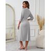 image:imageEkouaer Womens Knit Bathrobe Lace Kimono Robes with Pockets Full Length Lightweight Loungewear SXXLLight Gray
