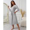 image:imageEkouaer Womens Knit Bathrobe Lace Kimono Robes with Pockets Full Length Lightweight Loungewear SXXLLight Gray