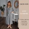 image:imageEkouaer Womens Knit Bathrobe Lace Kimono Robes with Pockets Full Length Lightweight Loungewear SXXLMedium Gray