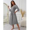 image:imageEkouaer Womens Knit Bathrobe Lace Kimono Robes with Pockets Full Length Lightweight Loungewear SXXLMedium Gray