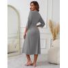 image:imageEkouaer Womens Knit Bathrobe Lace Kimono Robes with Pockets Full Length Lightweight Loungewear SXXLMedium Gray