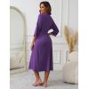 image:imageEkouaer Womens Knit Bathrobe Lace Kimono Robes with Pockets Full Length Lightweight Loungewear SXXLPurple