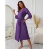 image:imageEkouaer Womens Knit Bathrobe Lace Kimono Robes with Pockets Full Length Lightweight Loungewear SXXLPurple