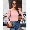 image:imageEkouaer Womens Long Sleeve Shirts 3 Packs Scoop Neck Ribbed Tops Fitted Thermal Undershirt Soft Layering Tees XSXXLBlackDirty PinkWhite