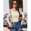 image:imageEkouaer Womens Long Sleeve Shirts 3 Packs Scoop Neck Ribbed Tops Fitted Thermal Undershirt Soft Layering Tees XSXXLBlackWhiteBeige