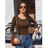 image:imageEkouaer Womens Long Sleeve Shirts 3 Packs Scoop Neck Ribbed Tops Fitted Thermal Undershirt Soft Layering Tees XSXXLBlackWhiteBrown