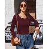 image:imageEkouaer Womens Long Sleeve Shirts 3 Packs Scoop Neck Ribbed Tops Fitted Thermal Undershirt Soft Layering Tees XSXXLBlackWhiteDark Red