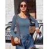 image:imageEkouaer Womens Long Sleeve Shirts 3 Packs Scoop Neck Ribbed Tops Fitted Thermal Undershirt Soft Layering Tees XSXXLBlackWhiteDusty Blue