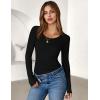 image:imageEkouaer Womens Long Sleeve Shirts 3 Packs Scoop Neck Ribbed Tops Fitted Thermal Undershirt Soft Layering Tees XSXXLBlackWhiteDusty Blue