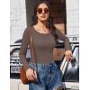 image:imageEkouaer Womens Long Sleeve Shirts 3 Packs Scoop Neck Ribbed Tops Fitted Thermal Undershirt Soft Layering Tees XSXXLBlackWhiteKhaki1