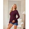 image:imageEkouaer Womens Maternity Crew Neck Long Sleeve Tee 3 Pack3pcs Black  Navy  Burgundy Red