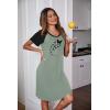 image:imageEkouaer Womens Nightgown Short Sleeve Night Dress Printed Sleepwear Soft Sleep Shirt S3XLAgreyish Greenbutterfly