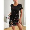image:imageEkouaer Womens Nightgown Short Sleeve Night Dress Printed Sleepwear Soft Sleep Shirt S3XLBlack Flower