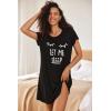 image:imageEkouaer Womens Nightgown Short Sleeve Night Dress Printed Sleepwear Soft Sleep Shirt S3XLBlack Sleep