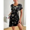 image:imageEkouaer Womens Nightgown Short Sleeve Night Dress Printed Sleepwear Soft Sleep Shirt S3XLBlack Star