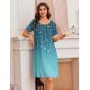image:imageEkouaer Womens Nightgown Short Sleeve Night Dress Printed Sleepwear Soft Sleep Shirt S3XLCyan Vine