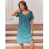 image:imageEkouaer Womens Nightgown Short Sleeve Night Dress Printed Sleepwear Soft Sleep Shirt S3XLCyan Vine