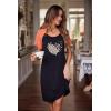 image:imageEkouaer Womens Nightgown Short Sleeve Night Dress Printed Sleepwear Soft Sleep Shirt S3XLLeopard Print Love