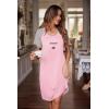 image:imageEkouaer Womens Nightgown Short Sleeve Night Dress Printed Sleepwear Soft Sleep Shirt S3XLPink Teddy Bear