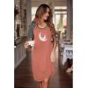 image:imageEkouaer Womens Nightgown Short Sleeve Night Dress Printed Sleepwear Soft Sleep Shirt S3XLPinkmoon