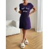 image:imageEkouaer Womens Nightgown Short Sleeve Night Dress Printed Sleepwear Soft Sleep Shirt S3XLPurple