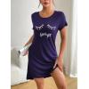 image:imageEkouaer Womens Nightgown Short Sleeve Night Dress Printed Sleepwear Soft Sleep Shirt S3XLPurple