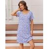 image:imageEkouaer Womens Nightgown Short Sleeve Night Dress Printed Sleepwear Soft Sleep Shirt S3XLPurple Point