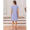 image:imageEkouaer Womens Nightgown Short Sleeve Night Dress Printed Sleepwear Soft Sleep Shirt S3XLPurple Point
