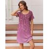 image:imageEkouaer Womens Nightgown Short Sleeve Night Dress Printed Sleepwear Soft Sleep Shirt S3XLPurple Vine