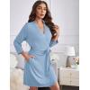 image:imageEkouaer Womens Robe Lightweight 34 Sleeve Knit Bathrobe Soft Knee Length Sleepwear Robes with PocketsLight Blue