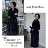 image:imageEkouaer Womens Robe Long Plush Soft Bathrobe Jacquard Color Block Robes Shawl Collar Sleepwear with Pockets SXXLBlack