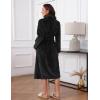 image:imageEkouaer Womens Robe Long Plush Soft Bathrobe Jacquard Color Block Robes Shawl Collar Sleepwear with Pockets SXXLBlack