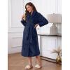image:imageEkouaer Womens Robe Long Plush Soft Bathrobe Jacquard Color Block Robes Shawl Collar Sleepwear with Pockets SXXLBlue Purple