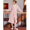 image:imageEkouaer Womens Robe Long Plush Soft Bathrobe Jacquard Color Block Robes Shawl Collar Sleepwear with Pockets SXXLC Pink