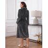 image:imageEkouaer Womens Robe Long Plush Soft Bathrobe Jacquard Color Block Robes Shawl Collar Sleepwear with Pockets SXXLDark Grey