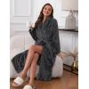 image:imageEkouaer Womens Robe Long Plush Soft Bathrobe Jacquard Color Block Robes Shawl Collar Sleepwear with Pockets SXXLDark Grey