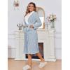 image:imageEkouaer Womens Robe Long Plush Soft Bathrobe Jacquard Color Block Robes Shawl Collar Sleepwear with Pockets SXXLLight Blue
