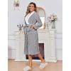 image:imageEkouaer Womens Robe Long Plush Soft Bathrobe Jacquard Color Block Robes Shawl Collar Sleepwear with Pockets SXXLLight Grey